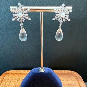 Elegant Silver and White Drop Earrings